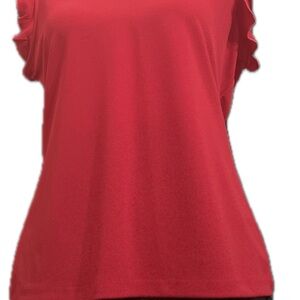 Andrew Marc Red Tank Top with Ruffle Sleeves